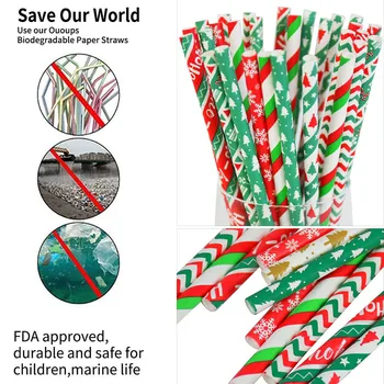25pcs/paket Božič Snežinka Enkratno uporabo Pitne Papirja, Slame Božično zabavo Dekoracijo Novo Leto Navidad Dobave