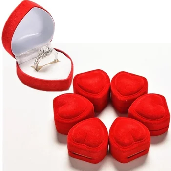 2PCS Rdeče Srce Oblikovan Izvajanje Mini Srčkan Rdeči Ring Polje Za Obroči, Vroče Prodaje Prikaz Polje Nakit Embalaži