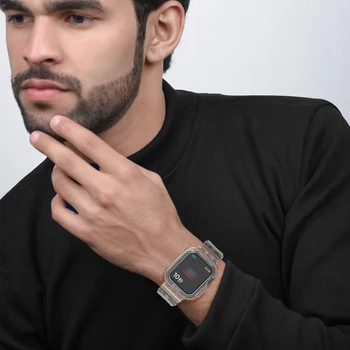 Trak za Apple watch band serije 7 TPU kovček+pas za iwatch 41mm 45mm Pregleden watchband za apple ura 7 zamenjava