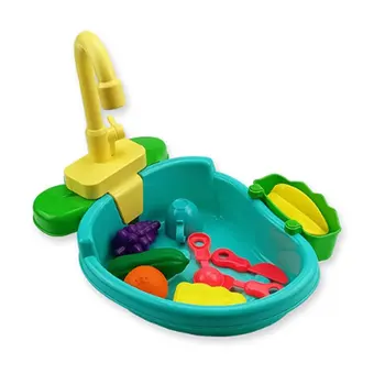Otrok Simulacije Pomivalni stroj Pranje Skledo Z Kroženje Vode Play House Otroci Vode Zabavna Igrača Gumb Preklopite Darilo Jasno Barve