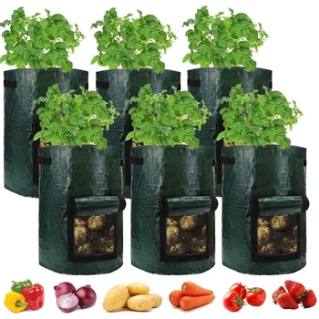 FQYL 10 Galono Rastlin Raste Torbe-6 Paketi Tkanine Rastejo Lonci za Krompirja Zgosti Vrtu Raste Vreče pri Oknu in Ročaji