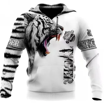 Živali Lev, Tiger 3d Tiskanje Modni Moški pulover s kapuco Jeseni Unisex Majica Športna Jakna Šport