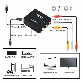 HDMI-združljiv Z AV Scaler Adapter HD Video Kompozitni Pretvornik Polje HD na RCA AV/CVSB L/R Video 1080P Podpira NTSC PAL Vroče