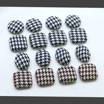 100 kozarcev/veliko barve predalčni vzorec tkanine krogov/oval/kvadratne oblike flatback Krpo gumb kroglice diy nakit uhan/pribor za lase