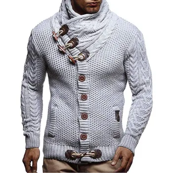 2021 spomladi in jeseni novih moških vitek, visok ovratnik beloprsi singl jopico velikosti dolg rokav pleteni pulover moški pulover