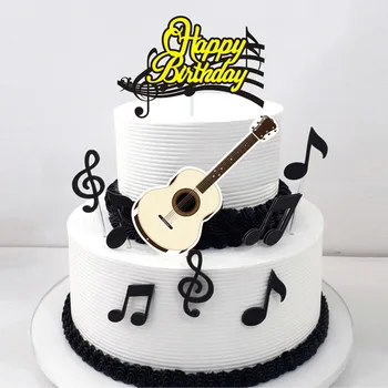 8psc Glasbeno noto Poroko Cupcake Pokrivalo Temo Glasbene Happy Birthday Cake Pokrivalo za Otroke Rojstni dan Torta Okraski Baby Tuš