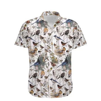 Nove Modne Poletne Moške Priložnostne Hawaiian Majica Cool Ptica 3D Full Tiskanja Unisex Harajuku Ulica Priložnostne Slog Majica