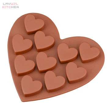10 Mrežo Torta v obliki Srca Čokolada Silikonski Kalup DIY Torto Dekoracijo Pribor Non-stick Peko Sladkarije Ledu Pladenj Jelly Plesni