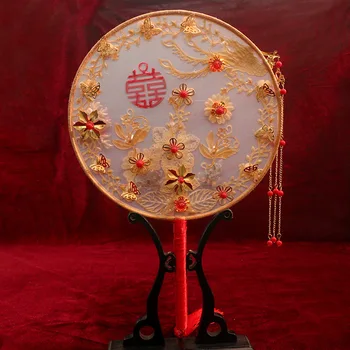 Vintage Kitajski Decative Poroko Ljubitelje Tradicionalnih Strani Navijačev 32*22 cm Zlitine Pasja Roža, Poroka, Nevesta, Fotografija Okraski