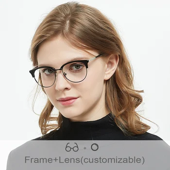 Ženske Retro Krog Očal Okvir Luksuzne blagovne Znamke Kovine Recept Očala Okvir Anti Modra Svetloba Očala Modni Slog Očala