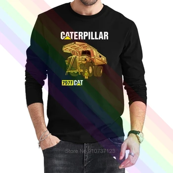 Caterpillar Bagri 797F urha klicati Logotip Classic Black T-Shirt 2021 Najnovejše Poletje Men ' s Long Sleeve Priljubljena Tees Majica Vrhovi Roman