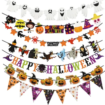 1Pcs Halloween Party Banner Potegnite Zastav Duha Bučna Bat Pajek Potegnite Zastavo (Hiša strahov), Bunting Dekoracijo