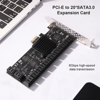 SA3112J PCIE Adapter 20 Port PCI-Express X1 da SATA 3.0 Krmilnik Širitev Kartico 6Gbps Visoke Hitrosti Rudarstvo Riser SATA PCI-E Prilagoditev