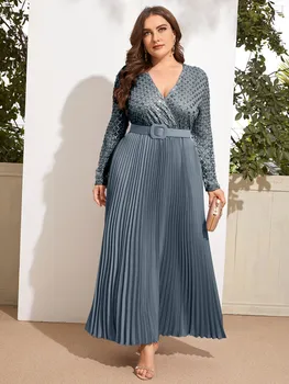 Plus Velikost Večerno Obleko za Novo Leto 2022 Dolg Rokav Stranke Obleke Muslimanskih Festival Oblačila Ženski ženski Elegantni Maxi