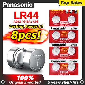 Panasonic 8pcs 1,5 V Gumb Celično Baterijo A76 AG13 G13A LR44 LR1154 357A SR44 Prvotne lr44 Litijevo Baterije