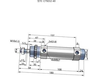 SMC tip C75E32-40 Zraka Cilinder Dvojni Standard, ki Delujejo Eno Palico CD75E32-50 C75E40-80C CD75E40-100 C75E32-25C CD75E40-160 32-10