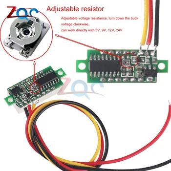 0,28 palca Voltmeter 2 Žice DC 0-100V / 3 Žice 3.5-30V Mini Profil LED Zaslon Digitalni Plošči Merilnik Napetosti Detektor Monitor