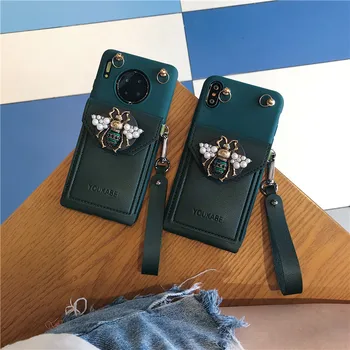 3D Luksuzne blagovne znamke pearl čebel denarnice mehko telefon primeru za iphone 13 11 12Pro Max 7 8 plus X XR XS SE 2020 pokrovček za samsung S8 S9 S10