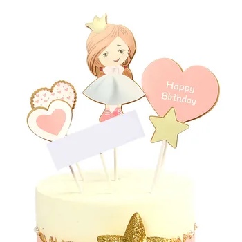 Ustvarjalne Princesa Princ Happy Birthday Cake Pokrivalo Roza Rojstni dan Cupcake Pokrivalo za Fante, Dekleta Rojstni dan Torta Okraski