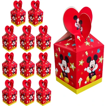 12pcs Mickey Mouse Bonbone, Škatle za Rojstni dan Piškotki, Škatle, otroški Rojstni dan Prigrizek Škatle Disney Tematskih Stranko Dobave