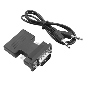 Vroče HDMI je združljiv Ženski VGA Moški Pretvornik Z Zvočno kartico, Podpira 1080P Izhod Signala Converter+Audio Kabli L3FE