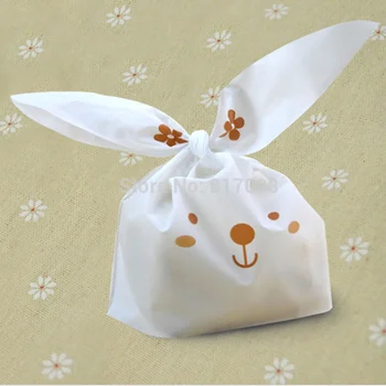 20pcs srčkan zajec ušesa piškotek vrečke samolepilne Plastične Vrečke za Piškoti Prigrizek Peko Paket hrane vrečko