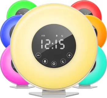 Wake Up Sunrise Alarm Ura Digitalna LED Ura s 6 Barvno Stikalo in FM Radio za Spalnice Nočna Svetilka na Dotik Nadzor