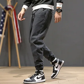 Moške Jeans Ohlapno Fit Črna Priložnostne Tovora Hlače Japonski Stil Modni Harem Hlače Ulične Hip Hop Joggers Hlače Hombre
