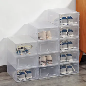 6 Pack Pregleden čevelj polje čevlji organizatorji zgosti zložljive Dustproof škatla za shranjevanje Stackable v kombinaciji čevelj kabinet prodaja