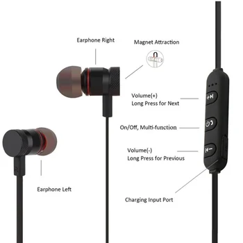 Brezžične Bluetooth Slušalke Kovinskih Magnetnih Stereo Bas Slušalke Z Mikrofonom Za iphone, samsung s6 s8 xiaomi kot xt11