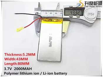 1pcs [SD] 3.7 V,2000mAH,[524380] Polimer litij-ionska / Litij-ionska baterija za IGRAČE,MOČ BANKE,GPS,mp3,mp4,mobitel,zvočnike