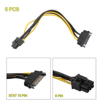 15pin SATA Power, da 6pin PCI-e PCI Prenosni Pametni Širitev za Video Kartico Bitcoin Rudar Rudarstvo 5/2/1pcs