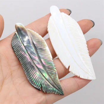1pcs Naravno Bela Black Feather Shell Obliki Broške Zatiči za Nakit, Pribor za Ženske Modni Darilo Velikost 15x80mm