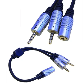 DC 3,5 mm TRRS 4-pin ženski 2 3,5 mm ženski vnos TRS stereo audio adapter razdelilno kabelsko (za mikrofoni in slušalke) 0,3 m