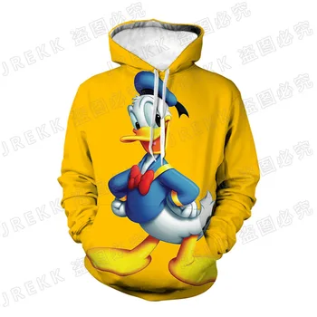 Disney Anime Hladen Moški, Ženske, Otroci in Modnih Donald Duck Hoodies 3D Tiskanih Sweatshirts Puloverju Fant Dekle Otroci Ulične Plašč