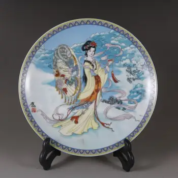 20 cm Starinsko Ploščo Jingdezhen Porcelana Ploščo Jiang Xuebing Znane Zgodbe Dekorativne Plošče Suncobran Dekle, ki Visi Ploščo