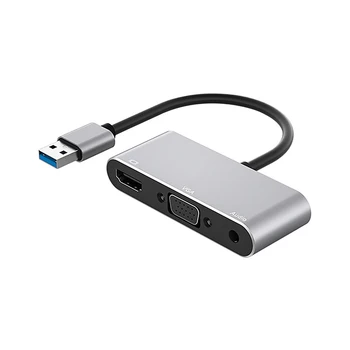3 V 1 Zvezdiščem Pretvornik USB 3.0 Za HDMI je Združljiv 1080P HD VGA Adapter Conveninently Preprosta Namestitev Za Mac OS Projektor