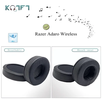 KQTFT Dihanje slog Usnje Zamenjava EarPads za Razer Adaro Brezžične Slušalke Deli Earmuff Kritje Blazine Skodelice