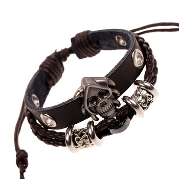 New vroče prodaje braceletRetro Zakovice Punk Svež Hip Hop Accessorie Zapestnico Ročno Cowhide Lobanje zapestnica