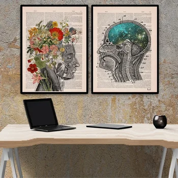 Anatomija Umetnosti Človekovo Srce, Možgane, Pljuča Platno Slikarstvo Nordijska Plakatov in Fotografij Moderne Stenske Slike za Office Home Dekoracijo
