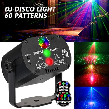 Mini DJ Disco Laserski Projektor Svetlobe LED Fazi Učinek Stranka, Svetloba, Zvok, Vklopi RGB Stroboskopske luči za Stranke Bar plesišču