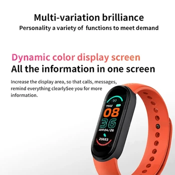 2021 M6 Pametno Gledati Moški Ženske Original Športna Zapestnica Srčni Utrip Fitnes Sledenje Bluetooth Smartwatch Za Xiaomi Apple, Android