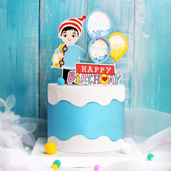 Torto Pokrivalo Girl Boy Balon Happy Birthday Cupcake Toppers Stranka Sladica Poročno Dekoracijo Baby Tuš Pecilni Dobave DIY Nova
