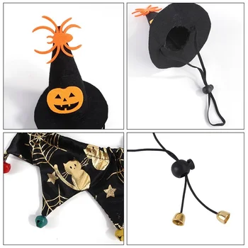 Nova Halloween kapo in šal Lobanje vzorec bučna mačka cape klobuk nastavite dekoracijo halloween pet kostum одежда для собак