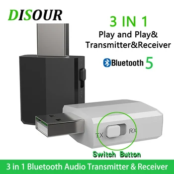 KN330 3 V 1, USB Bluetooh 5.0 Avdio Sprejemnik Oddajnik 3.5 AUX Priključek RCA Stereo Brezžična tehnologija Bluetooth Adapter Za TV PC Avto Glasbe