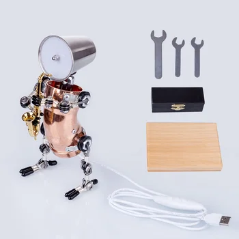 3D Steampunk Kovinski Robot namizne Svetilke Model Ročno Sestavljeni Obrti Za Dom Dekor - Sax Bill /Vocal Mick/ Trobenta George