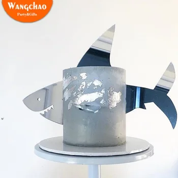 3pcs/vrečko Akril Shark Happy Birthday Cake Pokrivalo Risanka Baby Tuš Otroci Fant Rojstni dan Dobave Shark Torto Toppers