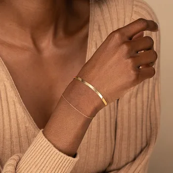 Zlato Kost Kača verige zapestnica iz nerjavečega jekla za ženske preprosto elegantno srce čar zapestnico moda