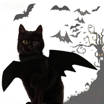 Halloween Dekoracijo Pet Bat Wings Kul Pes, Mačka Črna Bat Prikrivanje