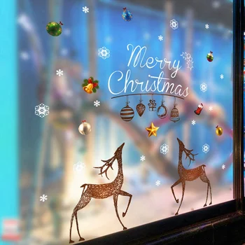 Vesel Božič Okno Nalepke, Božični Okraski Za Dom Navidad Okraski Cristmas Stene Decals Darila Srečno Novo Leto 2022
